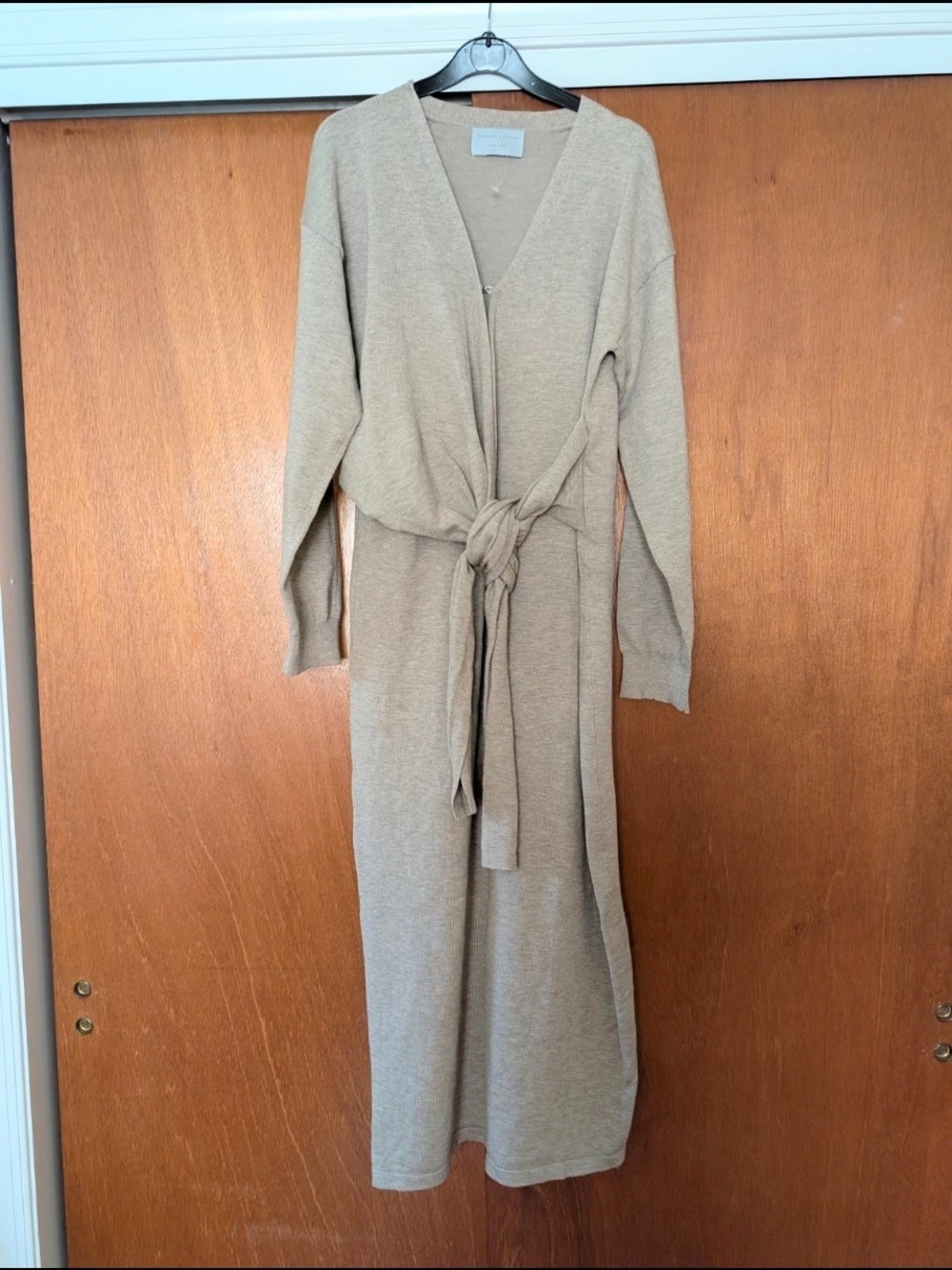 NEW Modern Citizen Beige Knit Tie-Waist Maxi Dress